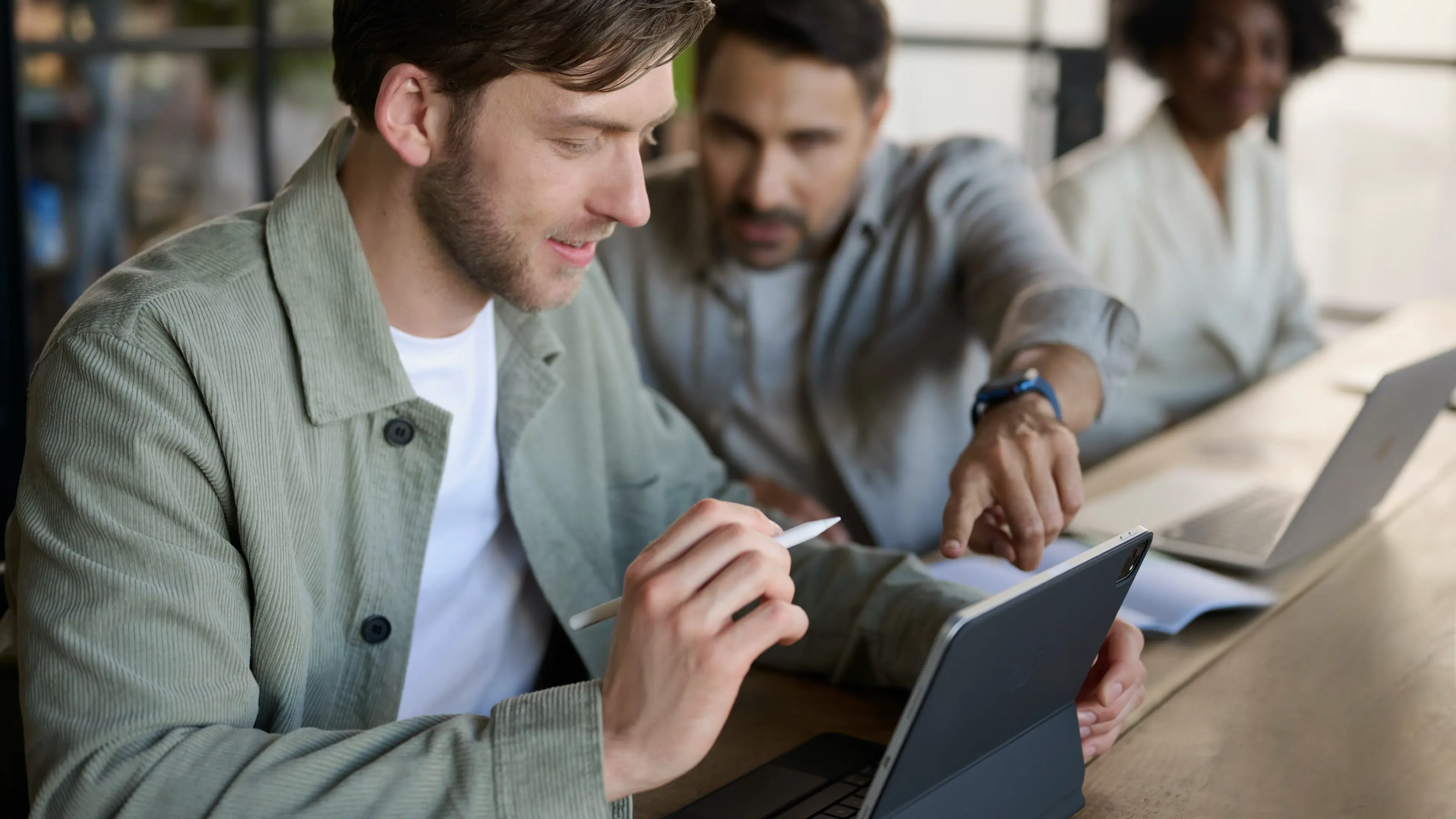 Person working on a laptop