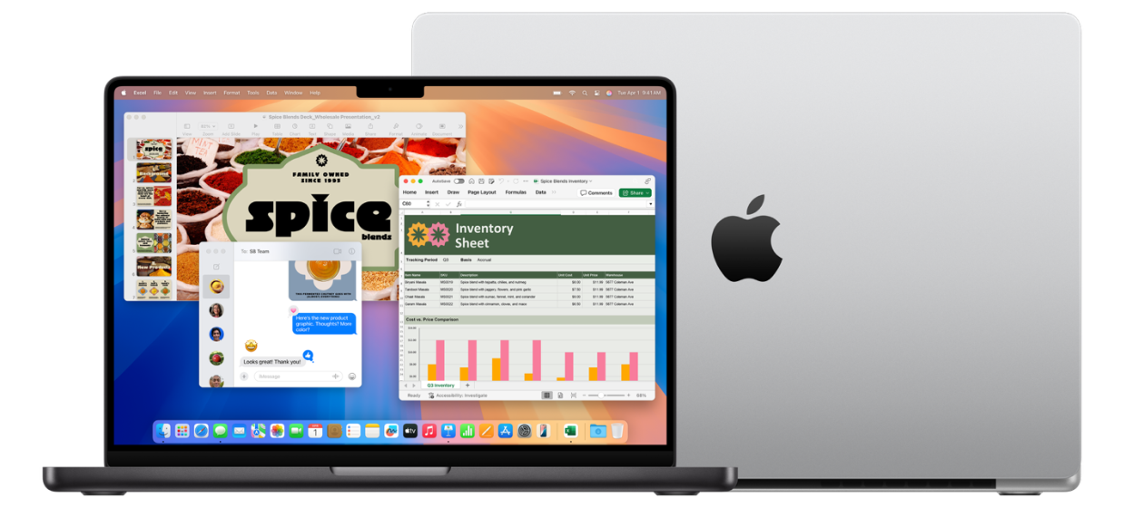 Happy employees using Apple devices