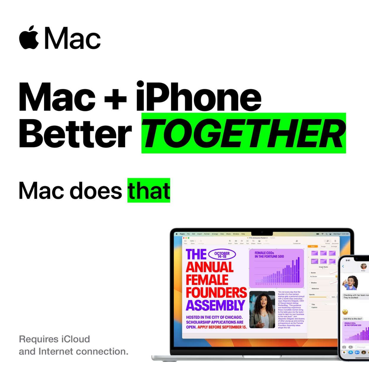 A modern desk setup with an iMac, MacBook, iPad, and iPhone.