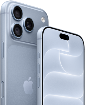 iPhone 18 Pro, glacier, front and back view showing Ceramic Shield, triple camera system