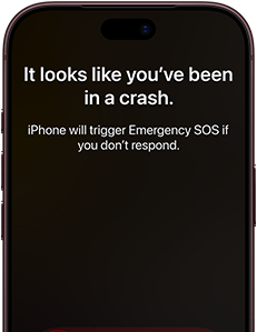 iPhone 18 Pro, Burgandy. Screen shows satellite connection interface with a green dot indicating the device's location, with text "Keep Pointing at Satellite" and "Connected" at the top, iMessage conversation underneath